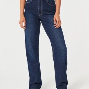 Hollister Women's High Rise Dad Jeans Dark Blue